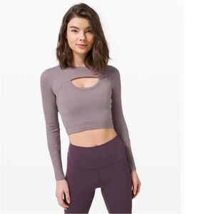 NWT Lululemon LA Better Best Long Sleeve Keyhole Cut out Crop Tee Lunar Rock